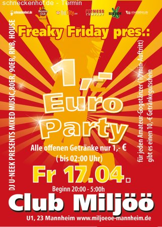 1,- Party Werbeplakat