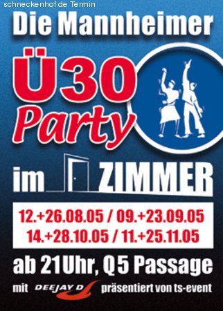 Die Mannheimer &Uuml;30 Party Werbeplakat