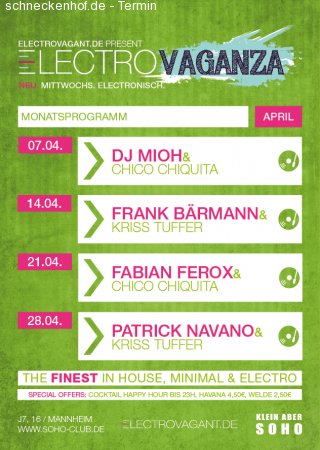 Electrovaganza pres. Patrick Navano Werbeplakat
